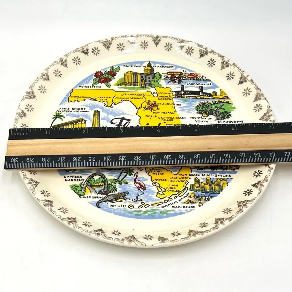 Vintage 1960s MCM Florida‎ Decorative Travel State Souvenir Collector's Plate